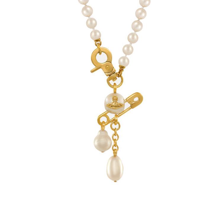 

Vivienne Westwood Claude Irregular Pearl Design Saturn Pendant Necklace Women necklace Gold 8053195123810 Basic Packaging-Dust Bag+Box