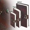 Real Leather Green Stone Brown Embossed Handmade Diary with Metal Lock -Size of (H) 6*(L) 4.5 Brown