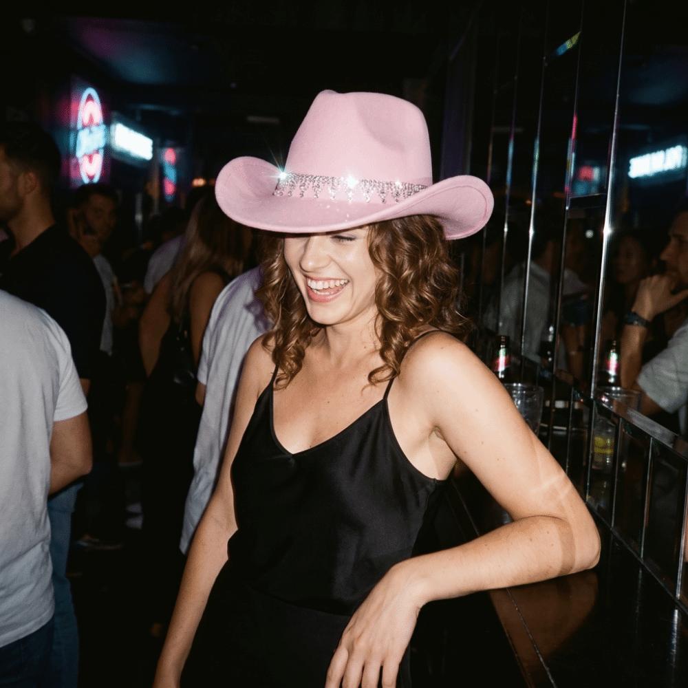 Sparkling Western Cowboy Hat Rhinestone Decoration Top Hat Elegant Felt Fedora Hat Women