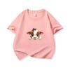 Kids Cotton T Shirt Light Brown Baby Cow Peeking Print Crew Neck Short Sleeve Tee Casual Boys Girls Summer Tops