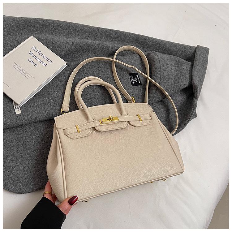 Retro Classic New Portable Platinum Bag Women's Lychee Pattern Fashionable Versatile Shoulder Messenger Bag