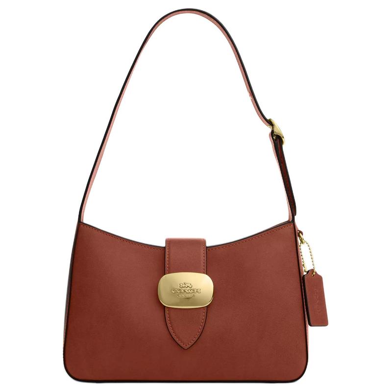 

COACH Eliza 25 Gold Hardware Leather Underarm Bag Hand Shoulder Bag Medium Women s Caramel золотий