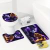 4-teiliges Modern Art Duschvorhang-Set mit rutschfester Badematte, Toilettendeckelbezug, Kontur-Teppich & 12 Haken, Badezimmerdekoration
