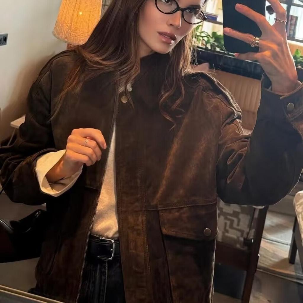 Bomber Jackets for Women Outerwears Suede Jacket Women Streetwear Holiday Women Coats Zipper