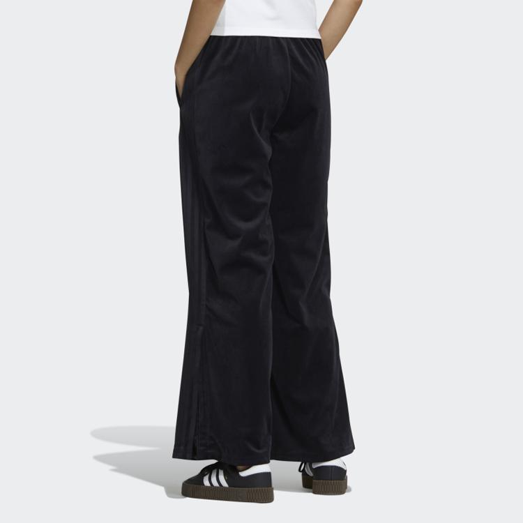 Adidas Originals Trefoil Track Pants Wide Leg Mid Rise Drawstring Knit Sports Pants Women Pants Black GV2926