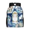 Cat M-mofusands Backpack  Student Unisex Polyester Travel Backpacks Soft Kawaii High School Bags Rucksack