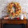 Artificial Autumn Flower Wreath With Pumpkins, Sunflowers, Maple,for Front Door, Home Thanksgiving, Halloween Harvest Decor