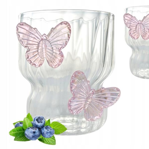 Ecarla Glass With Wavy Walls Butterfly Pink 260Ml Szk161