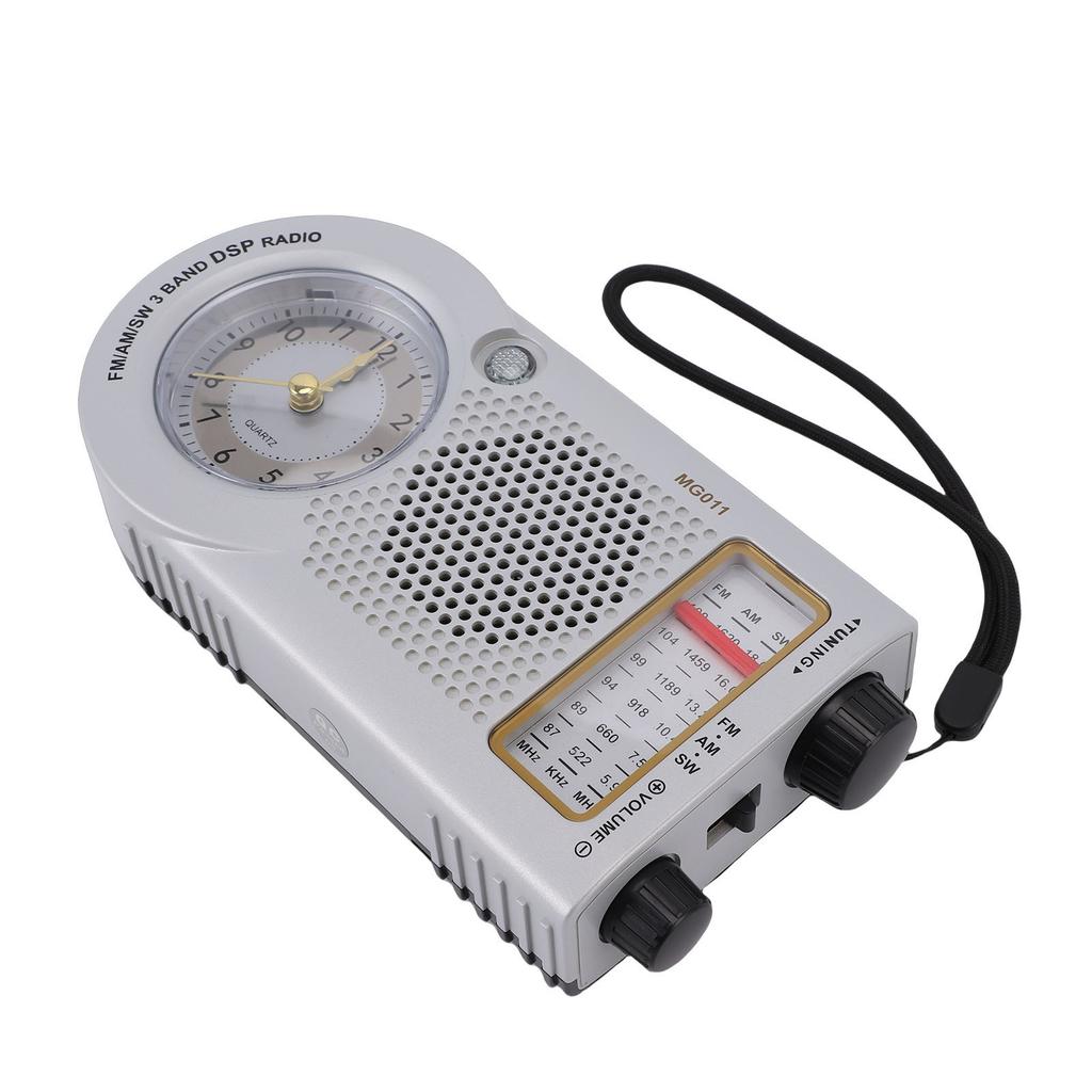 Portable Radio Rechargeable Battery Operated FM AM SW Multi Band Radio with Clock 3W Speaker for Music News Traffic Updates