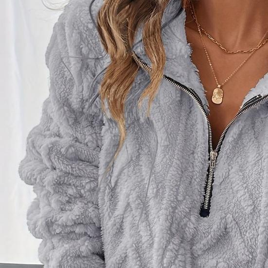Women's Half Zip Sherpa Fleece Sweatshirts Fuzzy Oversized Pullover Top Soft Warm Fall Winter