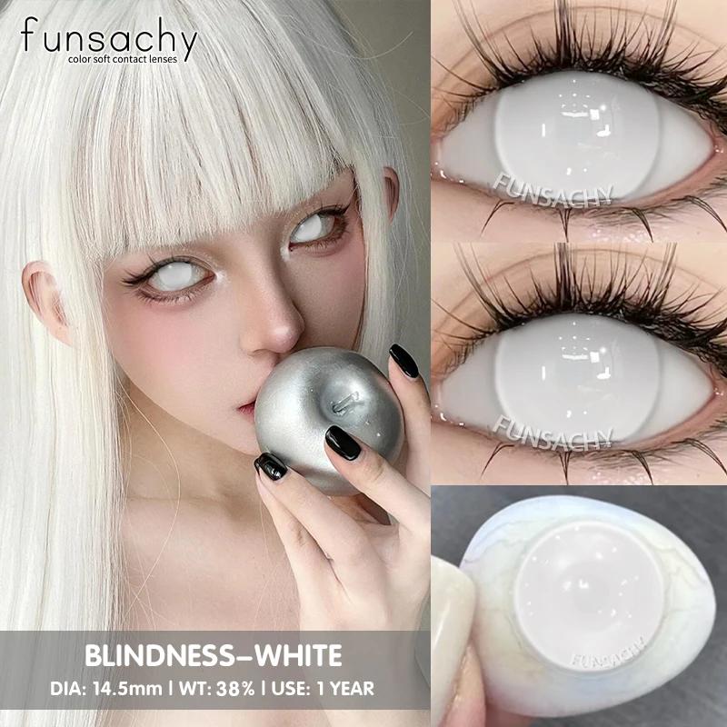 FUNSACHY 1 Pair Fashion Colored Contact Lenses for Cosplay Green Pink Anime Cosplay Lens Beauty Halloween Makeup Eye Soft Lens