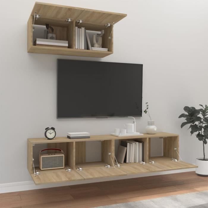 VidaXL TV Furniture Set 3 Pcs Sonoma Oak Engineered Wood 3114472