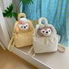 Schoolbag Japanese cartoon bear head flip backpack girl style simple star floral backpack portable storage travel bag