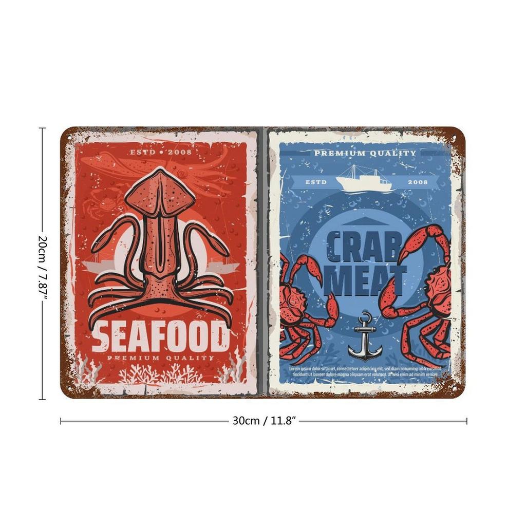 1-Pack Vintage Wall Display Metal Plaque, 20×30cm and 30×40cm, Rusted Surface Sign for Pub, Dorm or Office