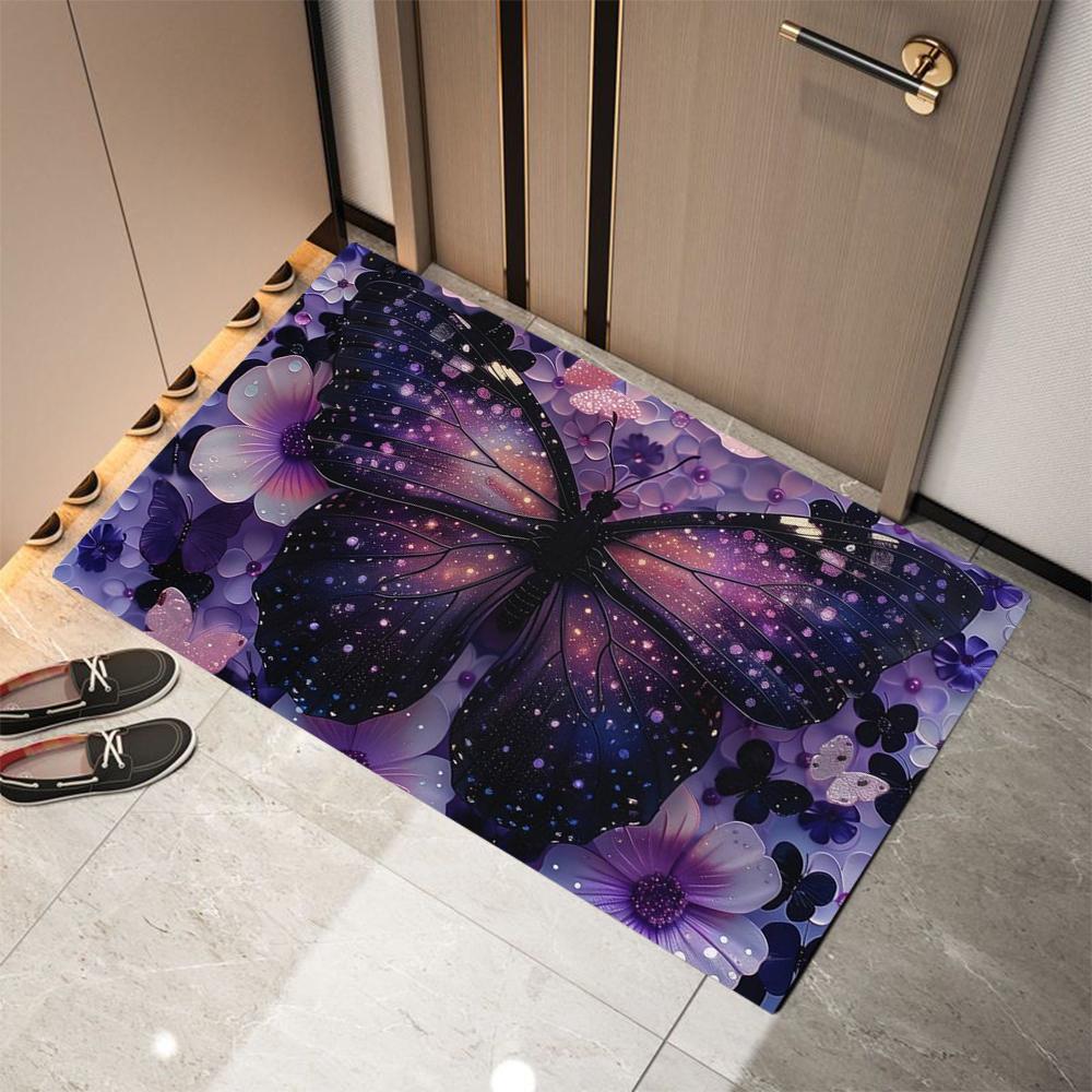 Purple Butterfly Printed Doormat Non-Slip Entrance Doormat Home Decor Carpet for Living Room Rugs Bathroom Floor Rug