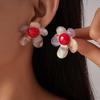 Vintage Resin Blend Flower Geometric Stud Earrings for Women Personality Flower Irregular Temperament Earrings Aesthetic Jewelry
