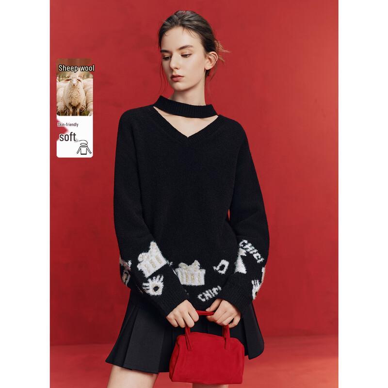 ELLE Women s Jacquard Knit Sweater M