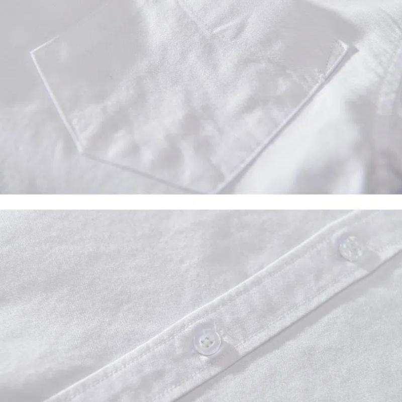 Spring and Autumn Simple Style Mens Long Sleeved Shirts Pure Cotton Casual Shirt Lapel Collar Oxfords Solid Color Shirt Versatile Slim Fit Shirt