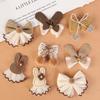 Milk Coffee Bow-Tie Bunny Ear Fabric Patch for DIY Children's Clothing Accessories