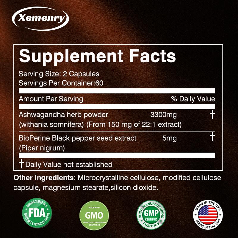 XEMENRY - 3300 mg Ashwagandha - Stress and Mood Support