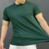 Herre sommertopp med 3D-tekstur rund hals korte ermer løs ensfarget muskuløs herresport-T-skjorte for daglig trening