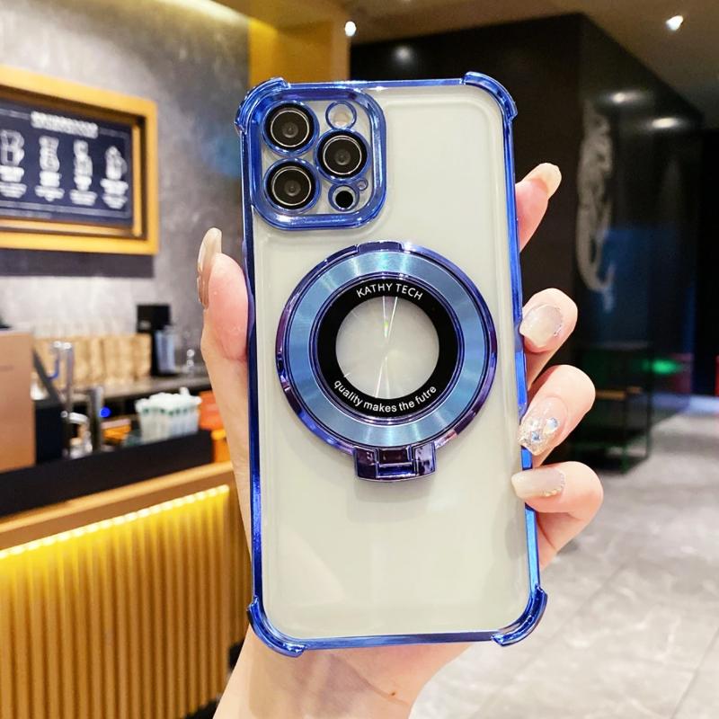 Luxury Shockproof Magnetic Bracket for Magsafe Clear Case for Funda Tecno Spark 20 Pro Spark20 20Pro 20C With Holder Stand Cover