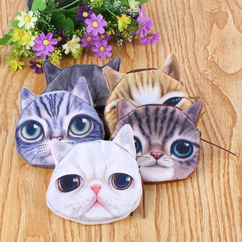 Versatile Fashion Women Cute Kitty Face Zipper Case Coin Kids Purse Wallet Makeup Bag For All Ages