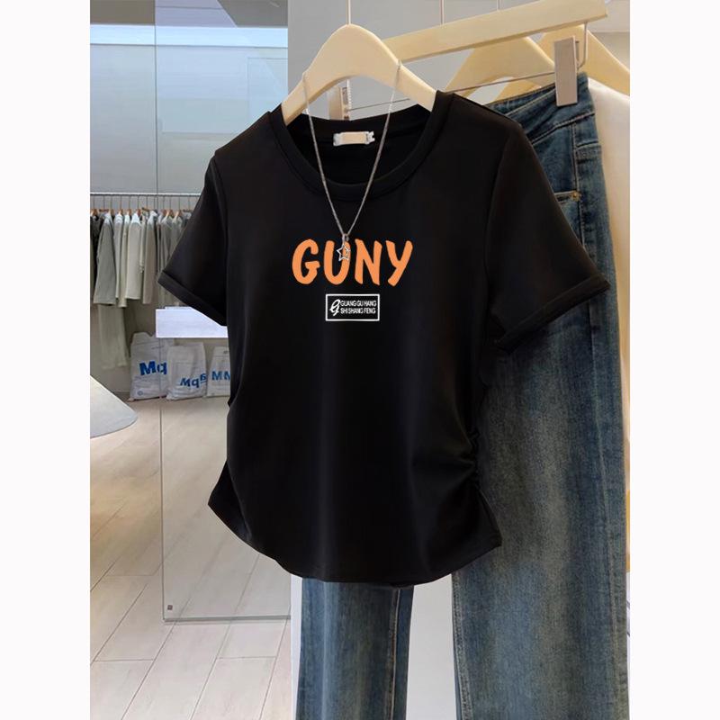 

Women s Summer Retro Korean-Style Slimming T-Shirt with American Print and Trendy Design XL [120-130 jin]