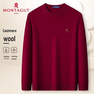 MONTAGUT Men's Wool & Cashmere Crew Neck Pullover Sweater