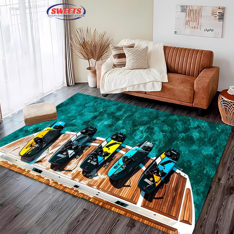 Surfboard 3D Printed Carpet Sport Theme Anti Slip Floor Mat for Living Room Bedroom Sofa Decor Rug