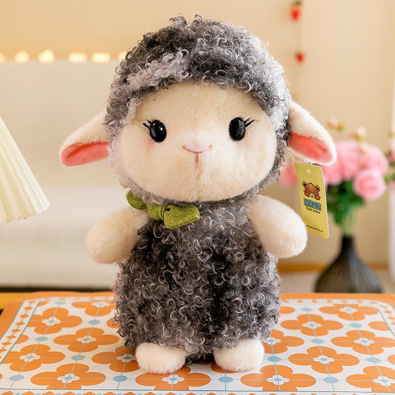 Păpușă drăguță de miel rulat, jucărie de pluș de miel, păpușă pentru mașină, aruncare la nuntă, cadou de ziua de naștere pentru copii