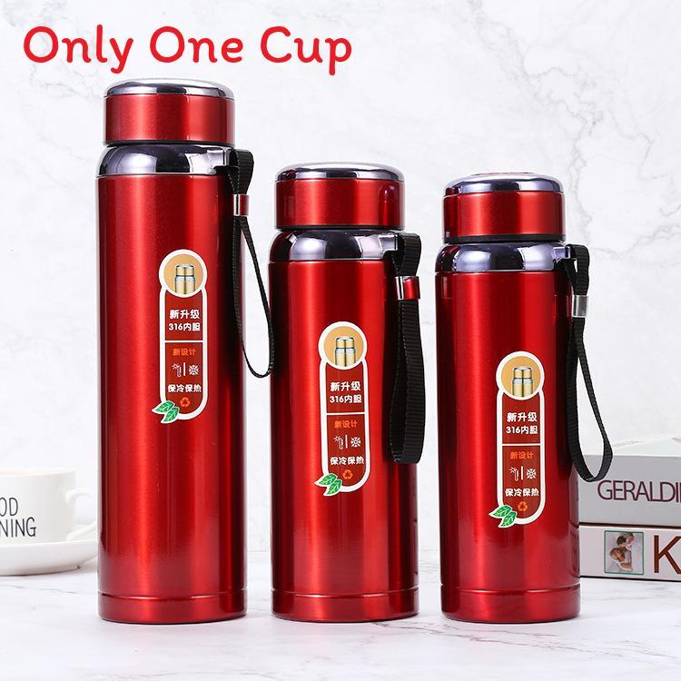 Stainless Steel Insulated Travel Mug With Tea Separator And Carrying Rope For Outdoor Use