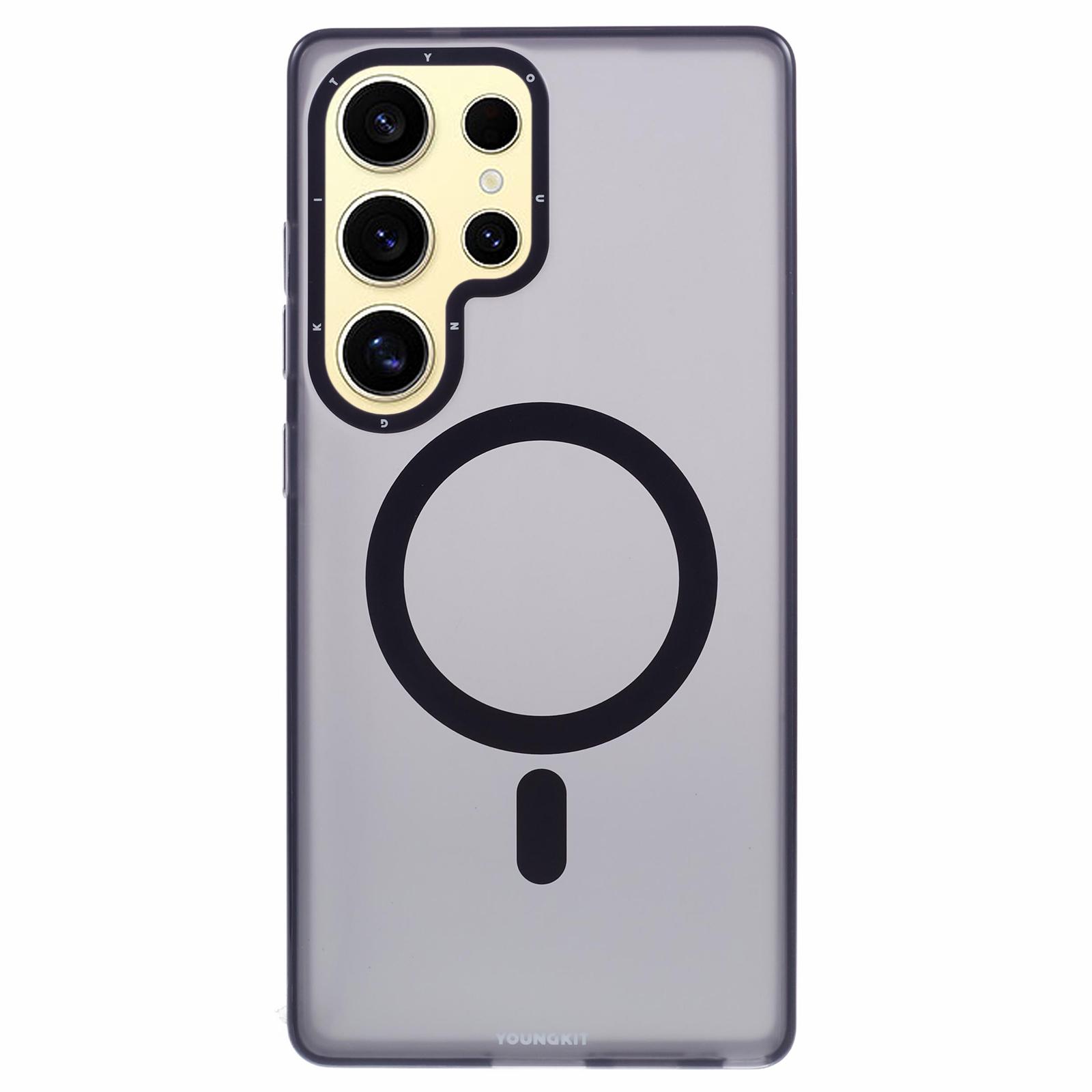 

YOUNGKIT For Samsung Galaxy S25 Ultra Matte Case Compatible with MagSafe PET TPU Shockproof Phone Cover Transparent Black