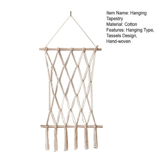 1 Set Hanging Pictures Style Organizer Tassels Hand-woven Solid Color Nordic Bohemian Wall Tapestry
