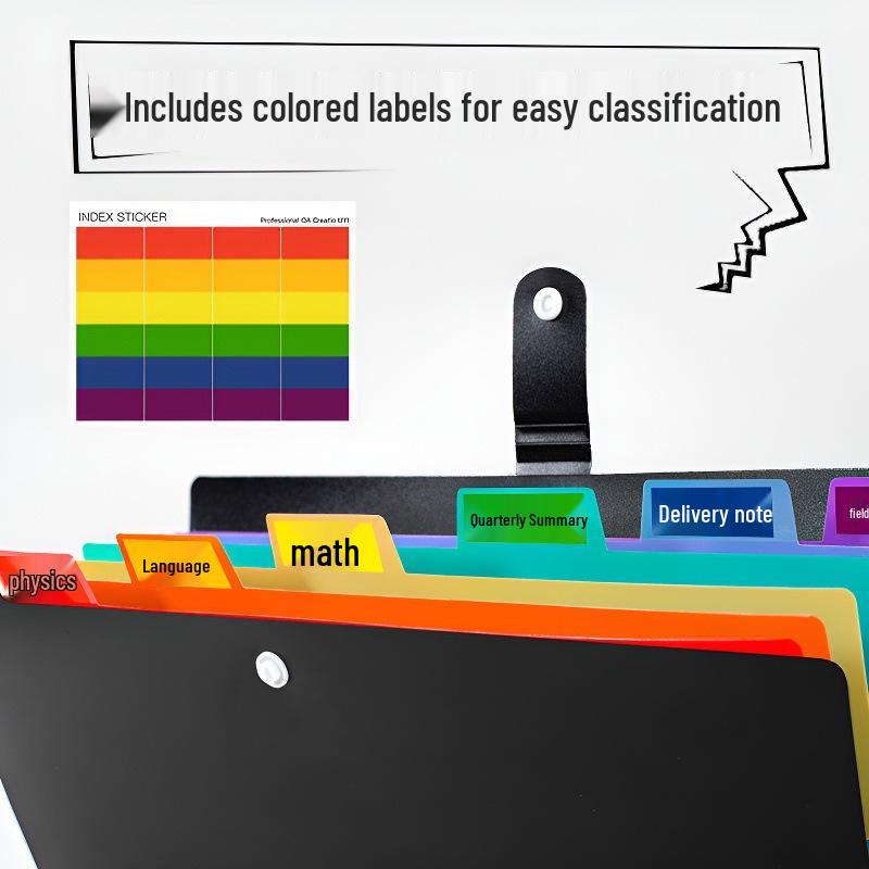7-Pocket Rainbow Colored PP Accordion File Folder