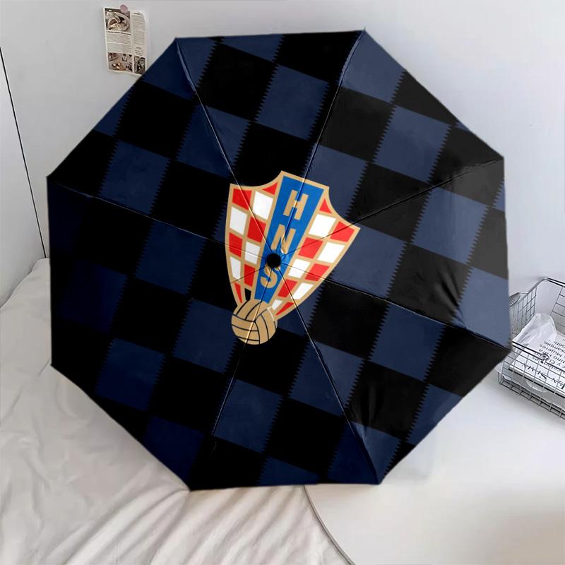 Modello della Federazione Calcistica Croata, ombrello pieghevole automatico, design portatile e pieghevole, 8 stecche, un regalo di Natale o di compleanno.