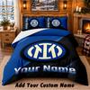Inter Milan Pattern Bedding 3Pcs Set Custom Name, Bed Sheet And Pillowcases For Home Bedroom