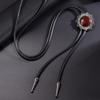 Vintage Sun Shape Gem Stone Bolo Tie Cowboy Costume Accessory for Men and Women Western Braided Cord Necktie Necklace
