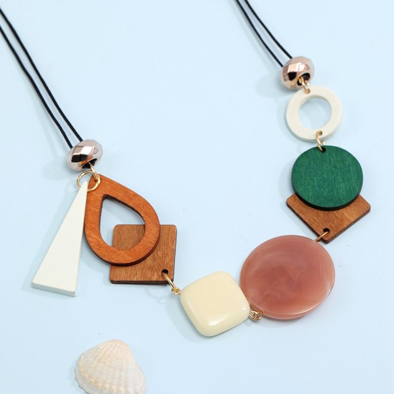 Collana Pendente Geometrico in Legno Vintage con Collare Collane Statement Bib Etniche Fatte a Mano per Donne Gioielli per il Collo