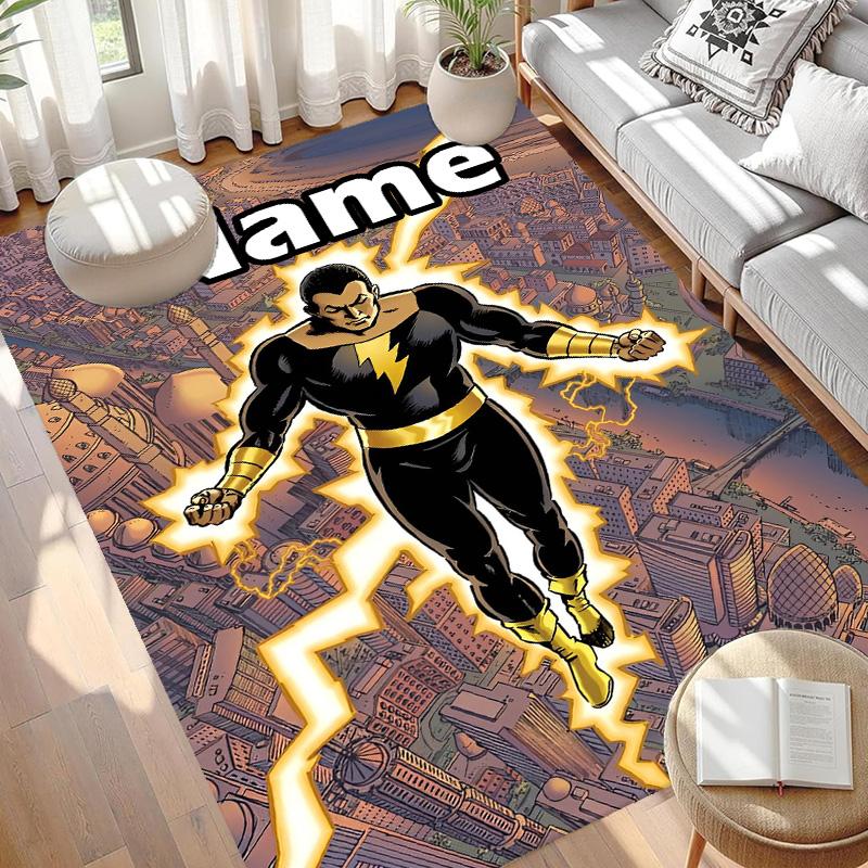 Custom Name Personalized Black Adam Print Carpet, Versatile Home Decor Rug, for Playroom, Apartment, Balcony, Entryway, Hallway Gift