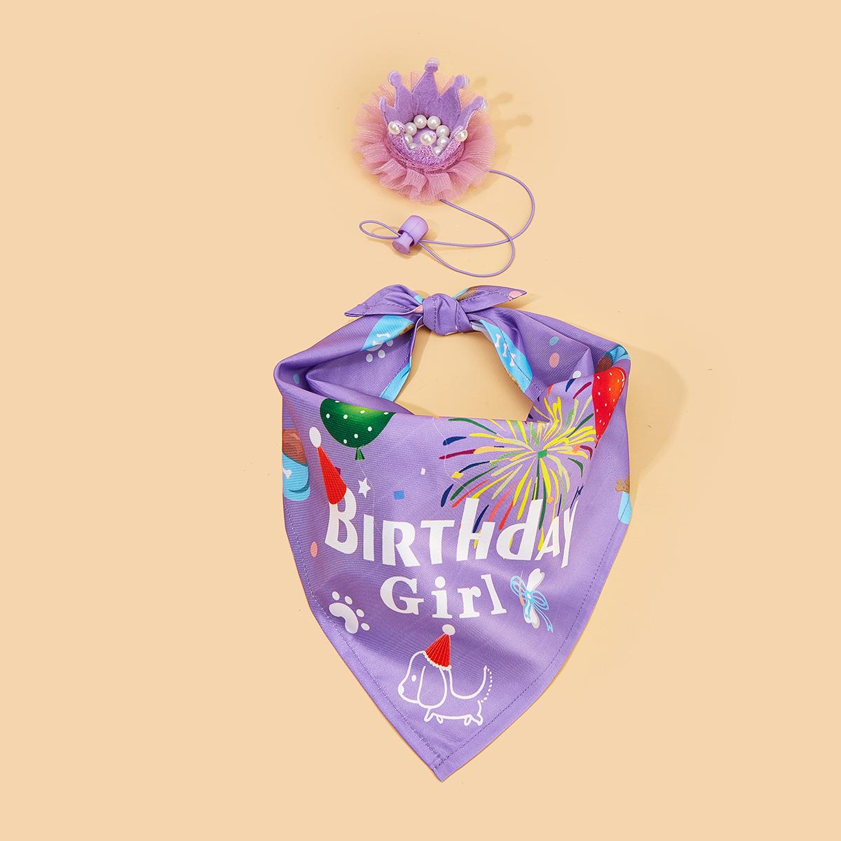 Tanpopo Dog Custom Printed Cotton Bandanas Hat Set Happy Birthday White Polyester Bandana Solid Pet Scarf Bib