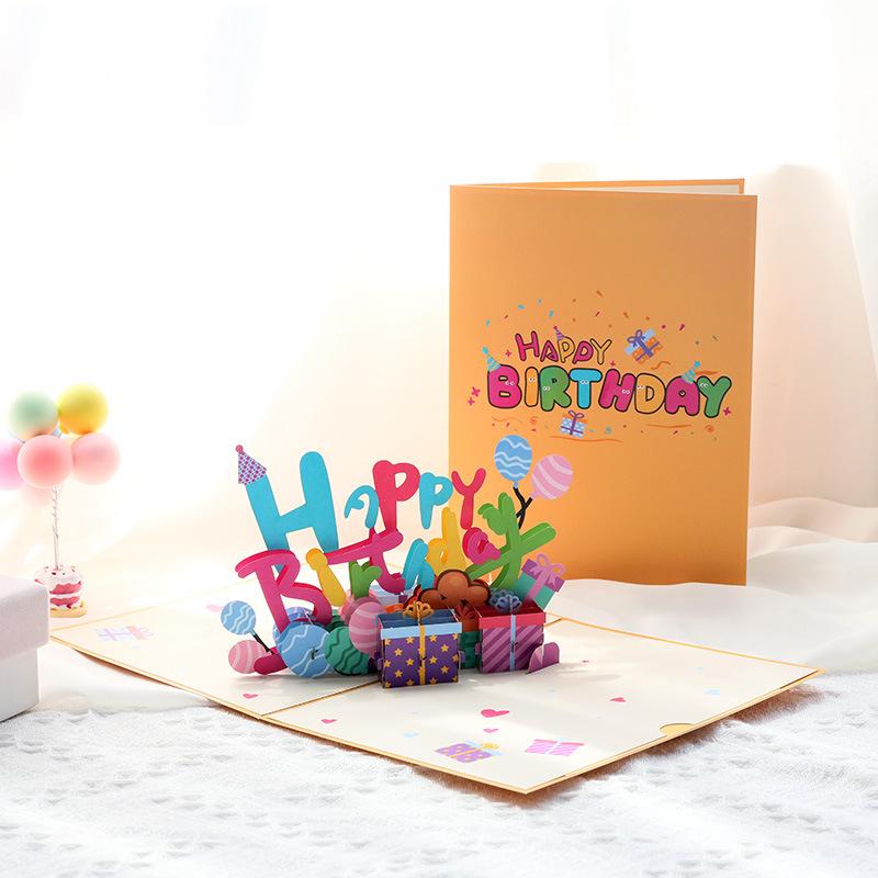 3D Hot Pop Up Happy Birthday Cards Invitation Cake Greeting Card Business Kids Gift Tourist Postcard For Friend Dad Mom Present