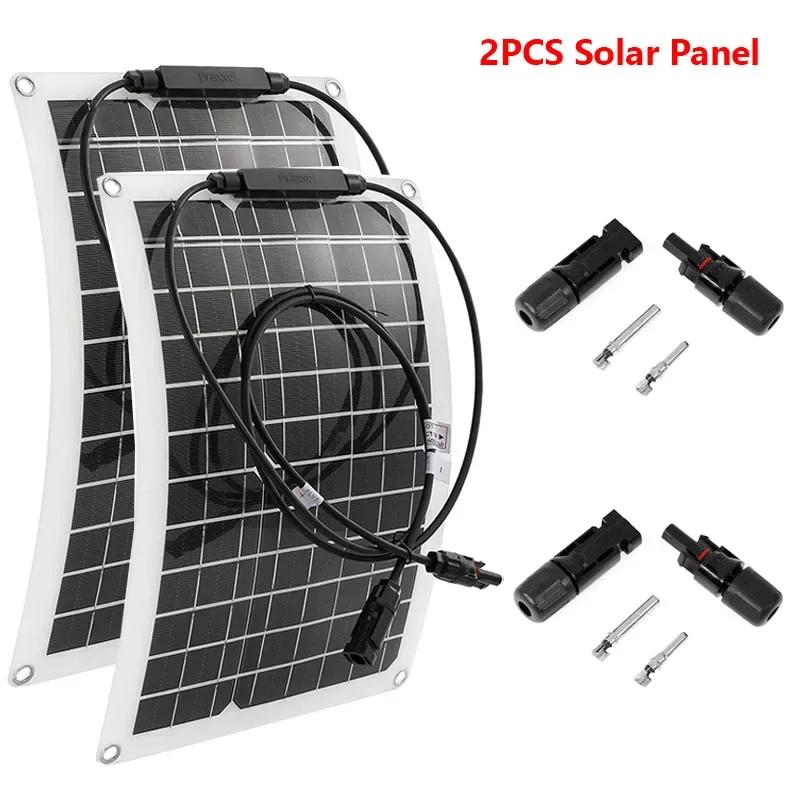 30W-600W Flexible Solar Panel 12V Battery Charger Dual USB With 10A-100A Controller Solars Cells Power Bank for Phone Car Yacht