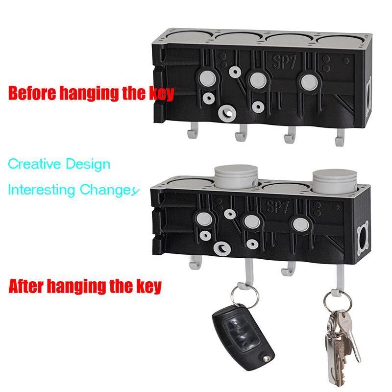Key Holder For Wall Engine Block Key Holder With Moving Pistons Fun & Functional Automotive Decor For Car Enthusiasts Mechanics