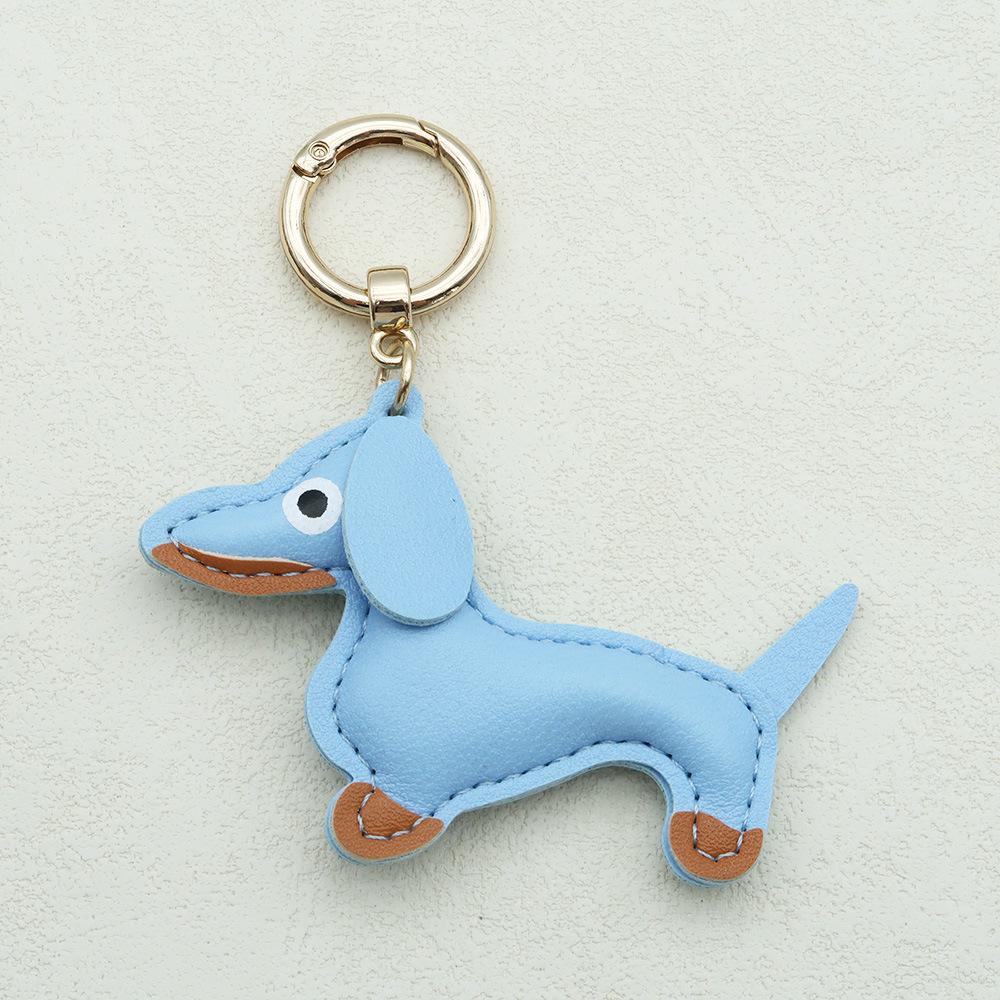 In-Stock Dachshund Cartoon Pendant Leather Dog Bag Charm Phone Case Accessory Creative Car Charm
