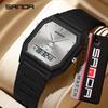 Sanda Waterproof Square Alarm Watch - Luminous Chronograph Sports Wristwatch for Students