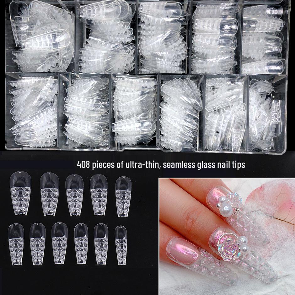 

Ultra-Thin Transparent Almond Nail Tips, Half Cover, Pointed, 500 Pieces