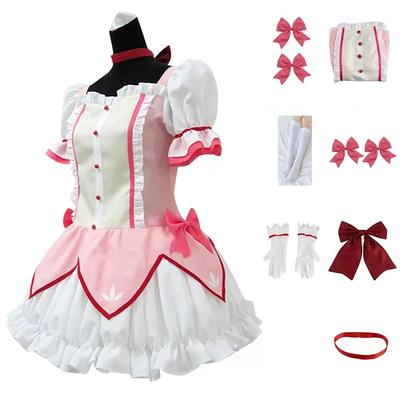 Vestido Rosa de Cosplay de Anime, Disfraz de Set de Juego de Rol para Fiesta de Halloween de Chica Mágica