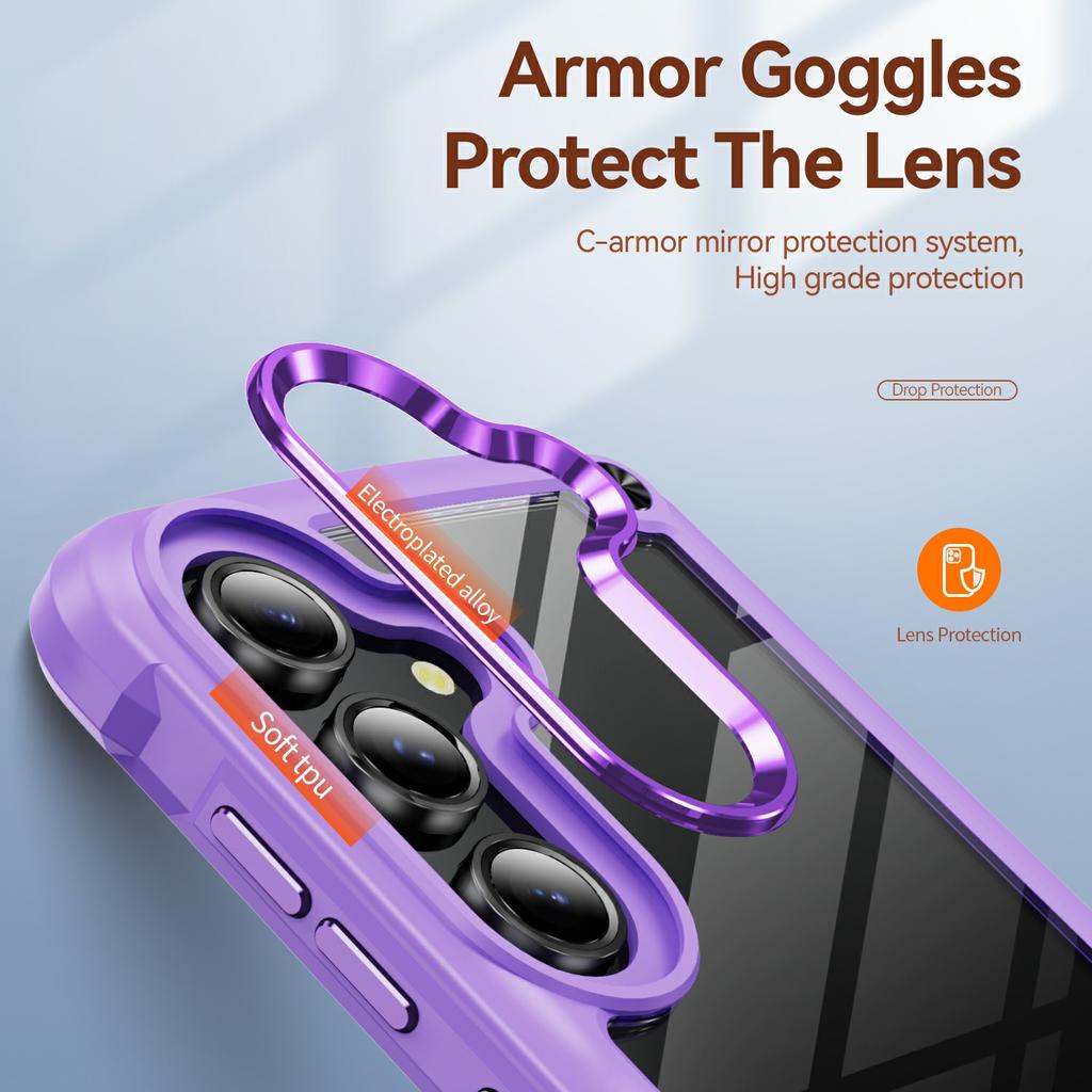 For Samsung Galaxy S25 FE Case Anti-Drop Alloy Lens Frame PC + TPU Phone Cover