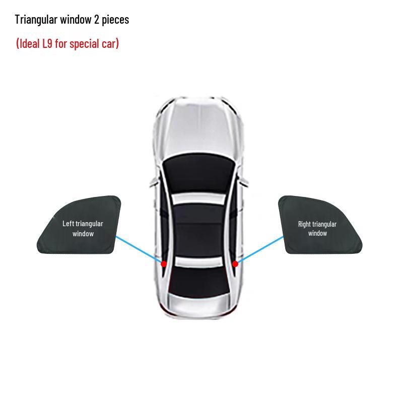 Ideal L9 Opaque Car Window Sunshade: Sun Protection, Heat Insulation, Privacy Curtains for Camping.